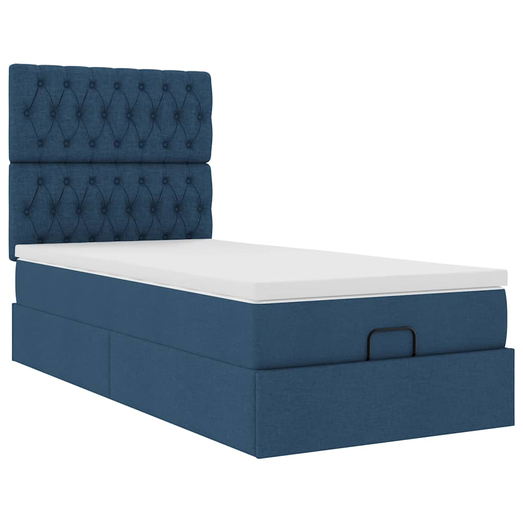 Ottoman bed met matras 90x200cm stof blauw