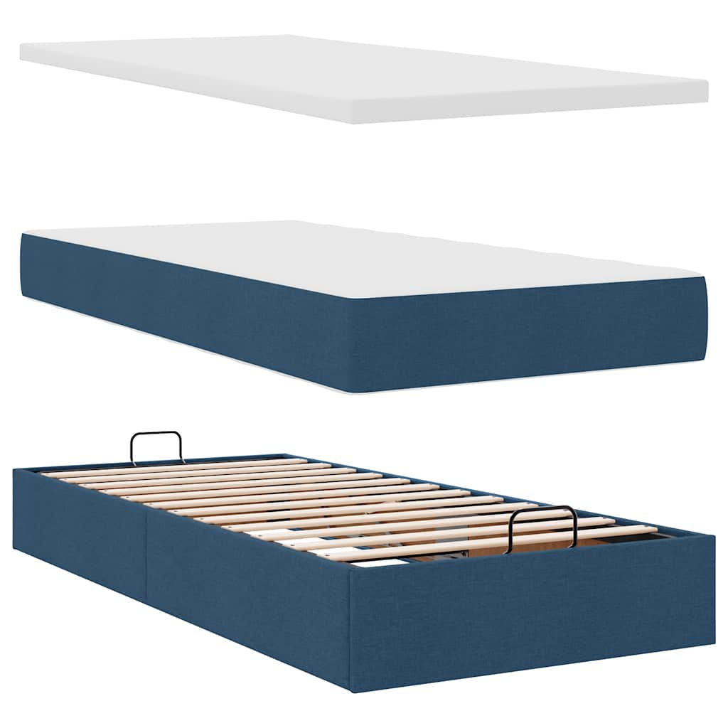 Ottoman bed met matras 90x200cm stof blauw