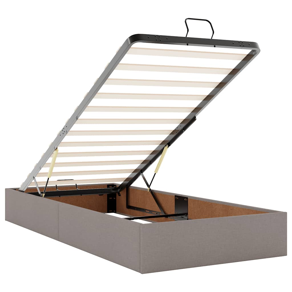 Ottoman bed met matras en LED's 90x200cm stof taupe