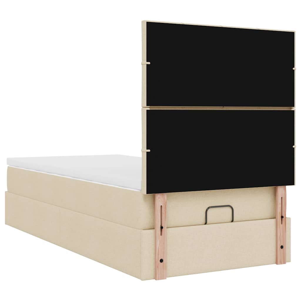 Ottoman bed met matras en LED's 80x200cm stof crèmekleurig