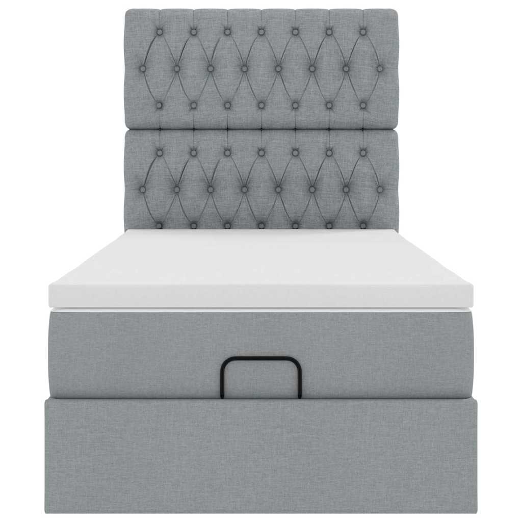 Ottoman bed met matras en LED's 80x200cm stof lichtgrijs