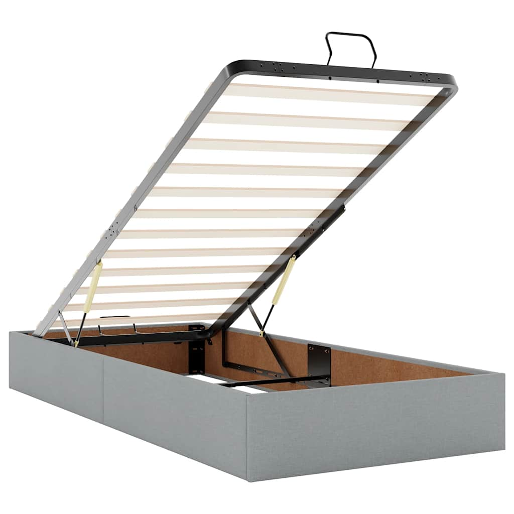 Ottoman bed met matras en LED's 80x200cm stof lichtgrijs