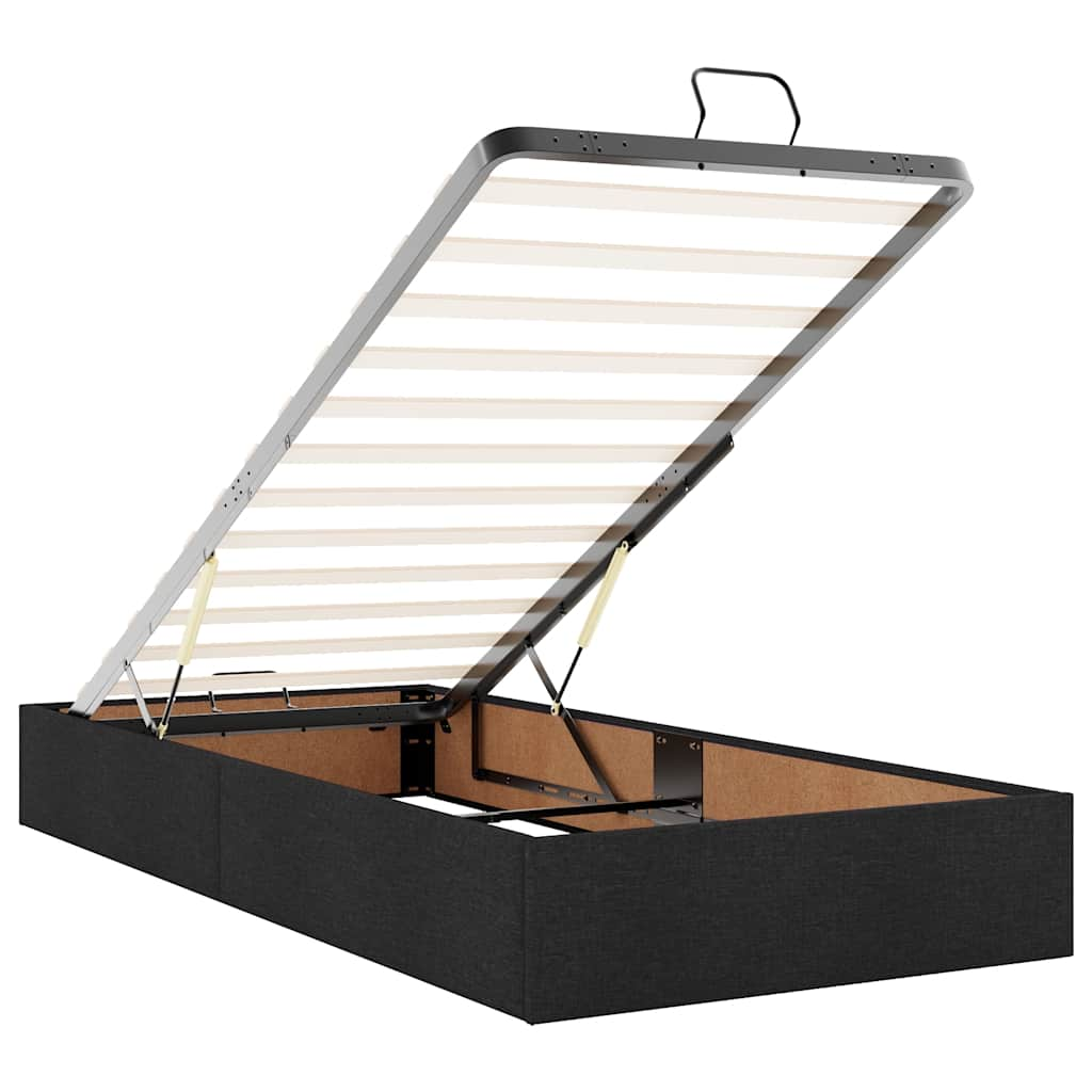 Ottoman bed met matras en LED's 90x200cm stof zwart