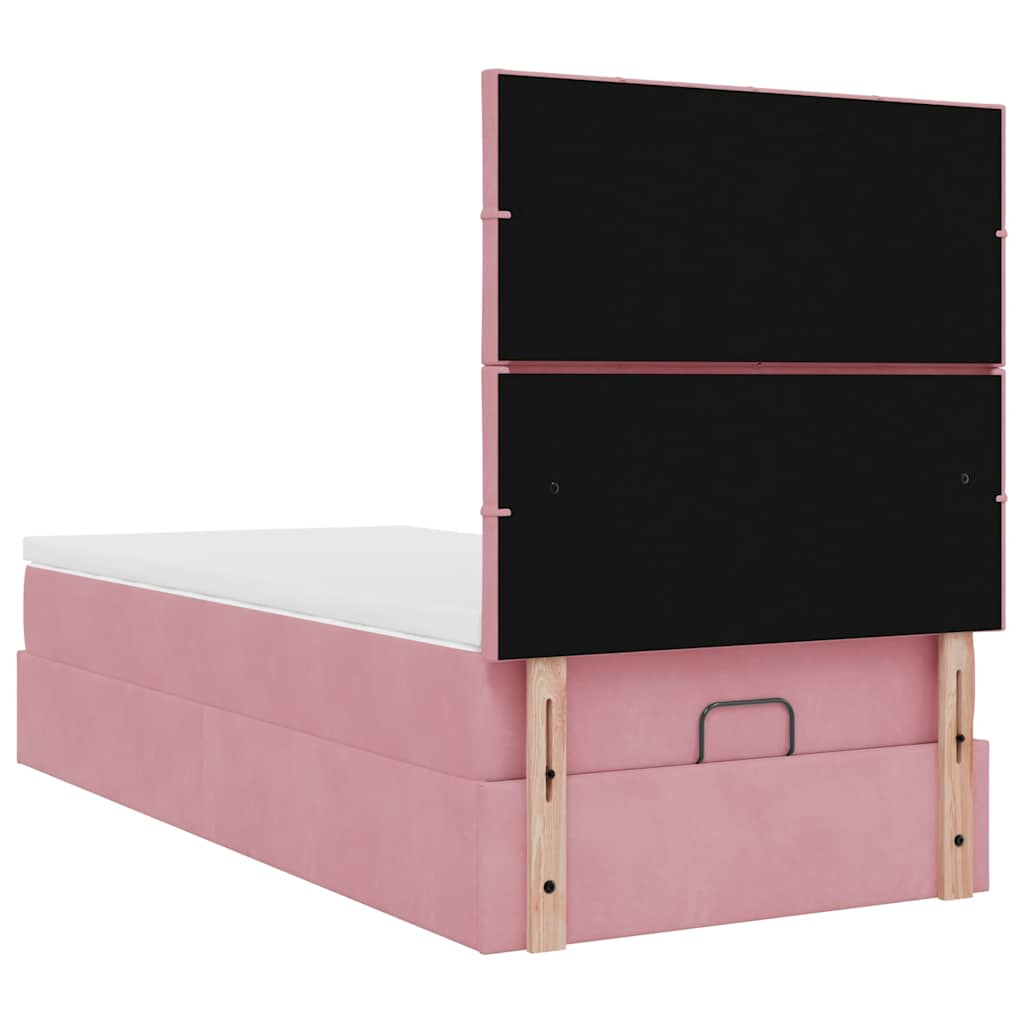 Ottoman bed met matrassen en LED's 80x200cm fluweel roze