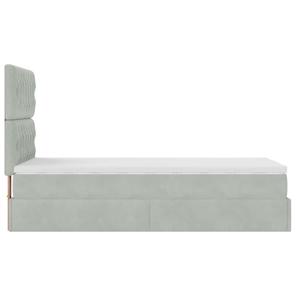 Ottoman bed met matrassen en LED's 80x200cm fluweel lichtgrijs