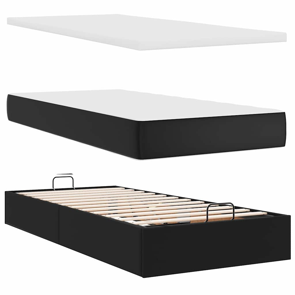 Bed poef met matrassen en LED's 180x200cm kunstleer zwart