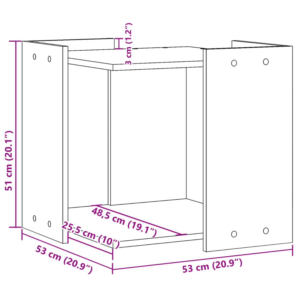 Kattenbakkast 53x53x51 cm bewerkt hout wit