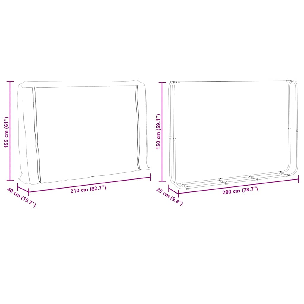 Haardhoutrek met regenhoes 200x25x150 cm gegalvaniseerd staal