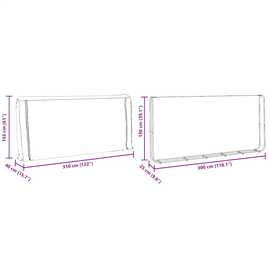 Haardhoutrek met regenhoes 300x25x150 cm gegalvaniseerd staal