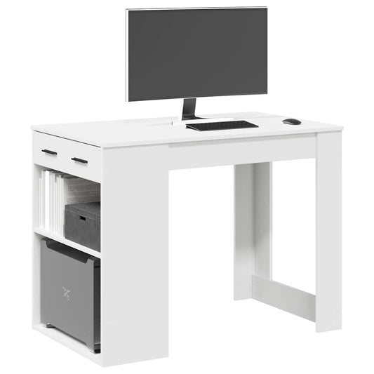 Bureau met lade en plank 102x62x77,5 cm bewerkt hout wit