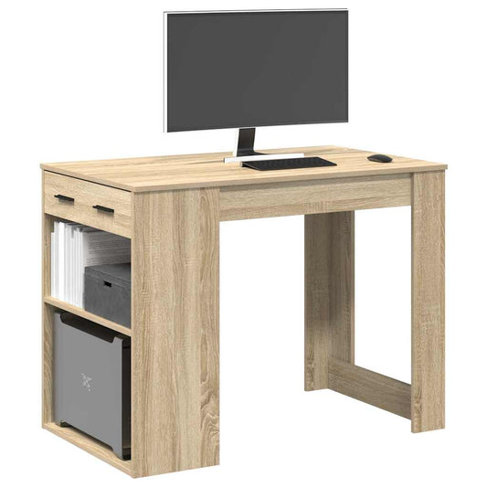 Bureau met lade&plank 102x62x77,5 cm bewerkt hout sonoma eiken