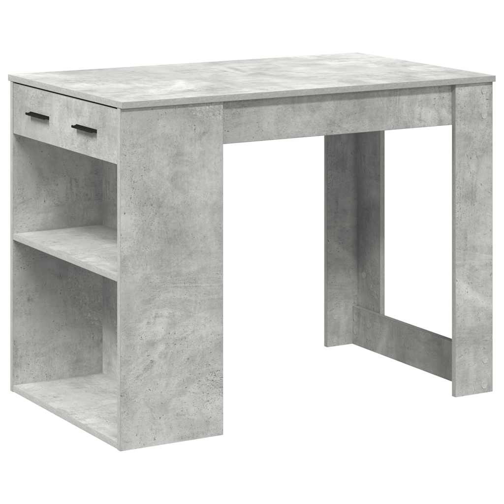 Bureau met lade en plank 102x62x77,5 cm bewerkt hout betongrijs