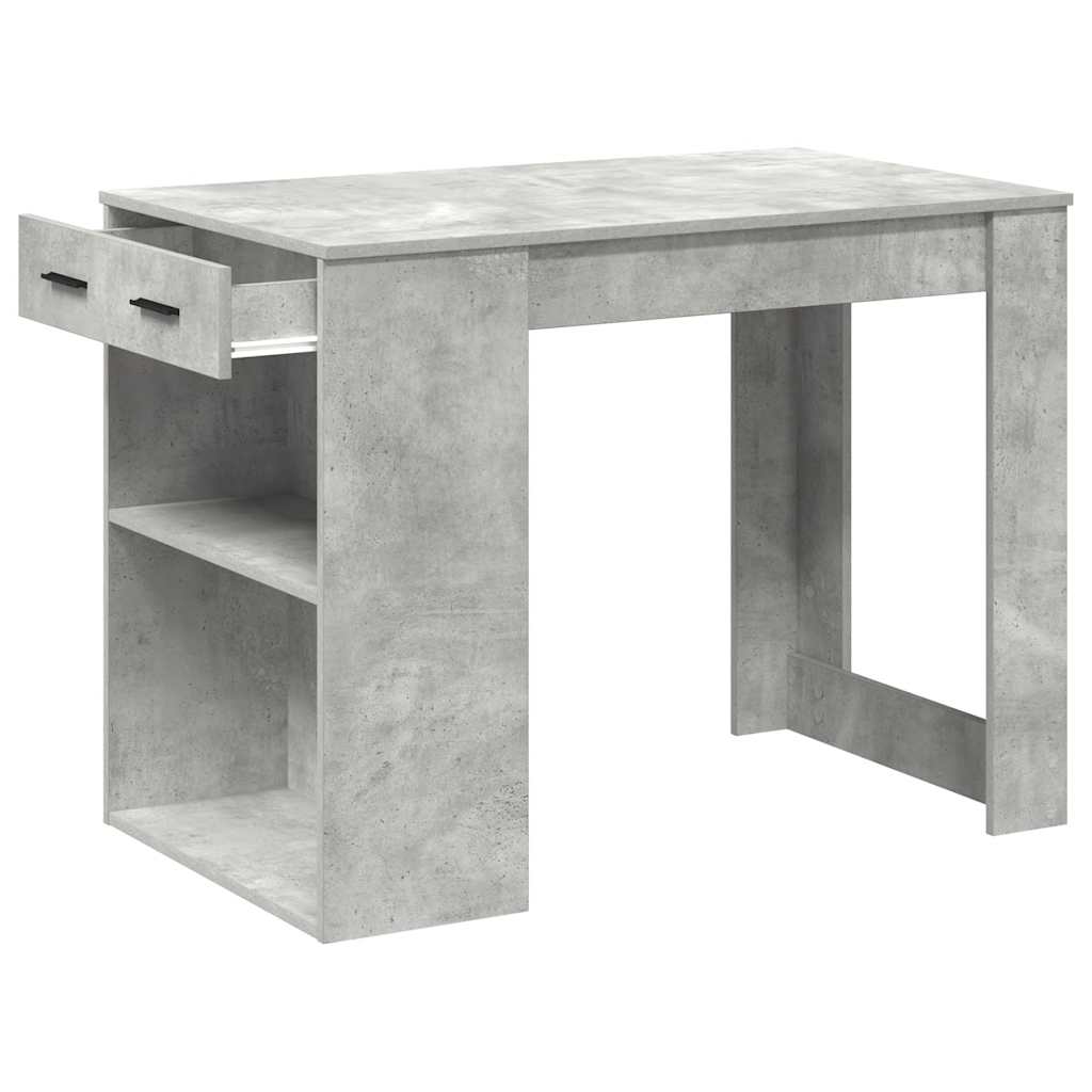 Bureau met lade en plank 102x62x77,5 cm bewerkt hout betongrijs