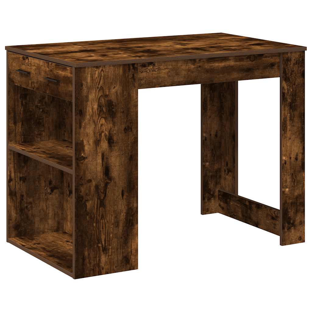 Bureau met lade&plank 102x62x77,5 cm bewerkt hout gerookt eiken