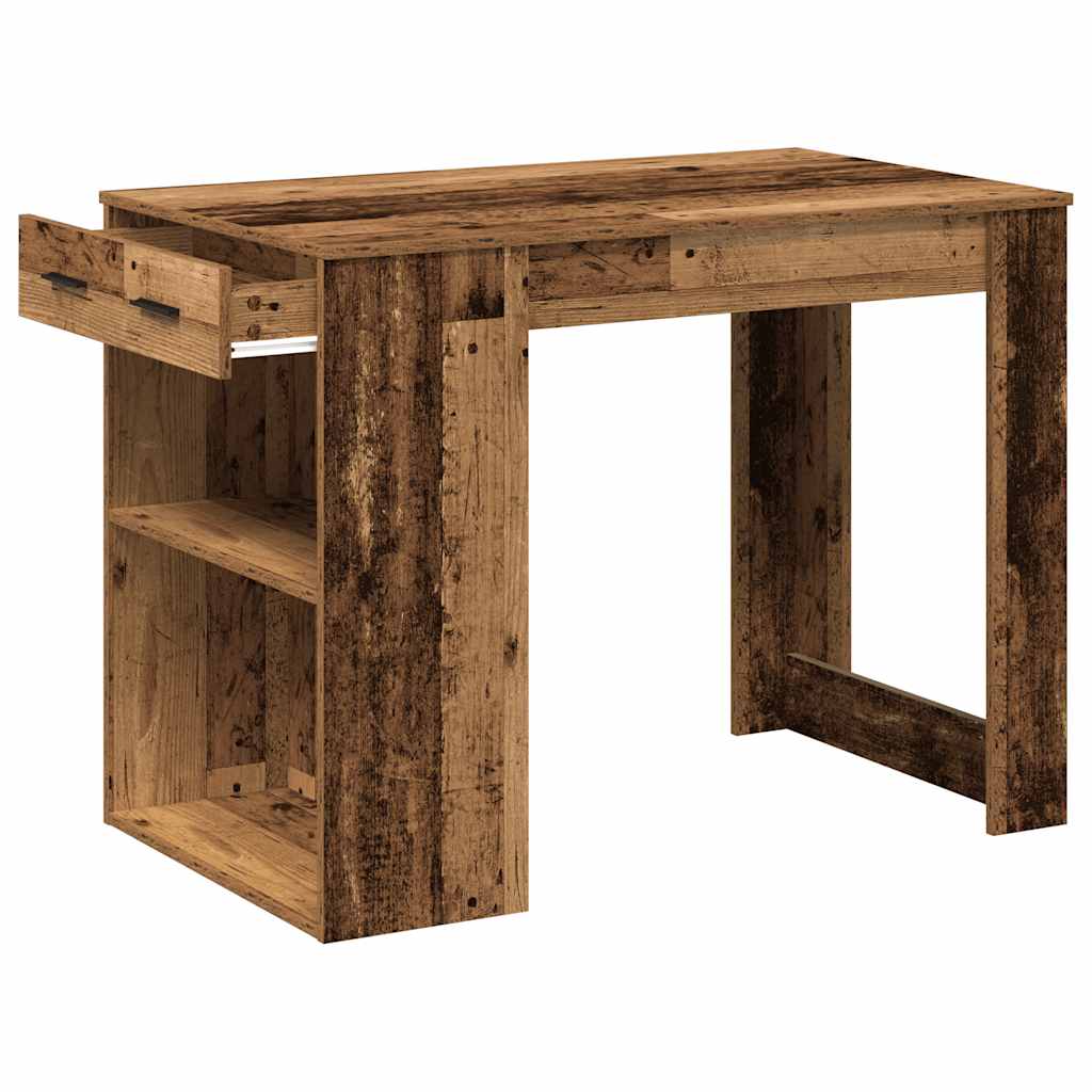 Bureau met lade en plank 102x62x77,5 cm bewerkt hout oud hout