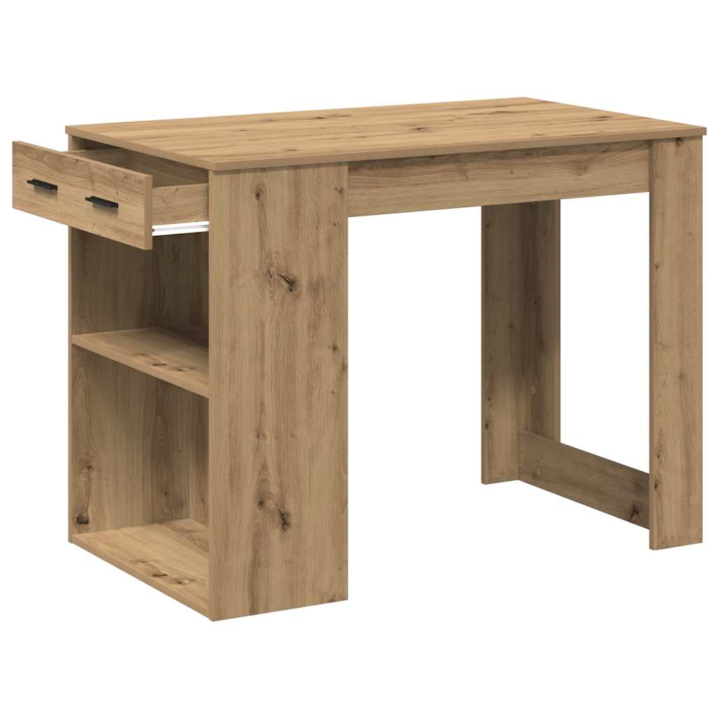 Bureau met lade en plank 102x62x77,5 cm hout artisanaal eiken