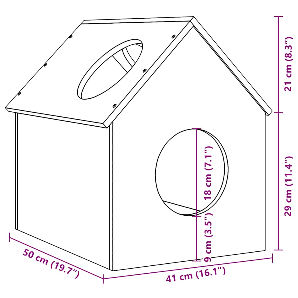 Kattenhuis 41x50x50 cm massief grenenhout wit