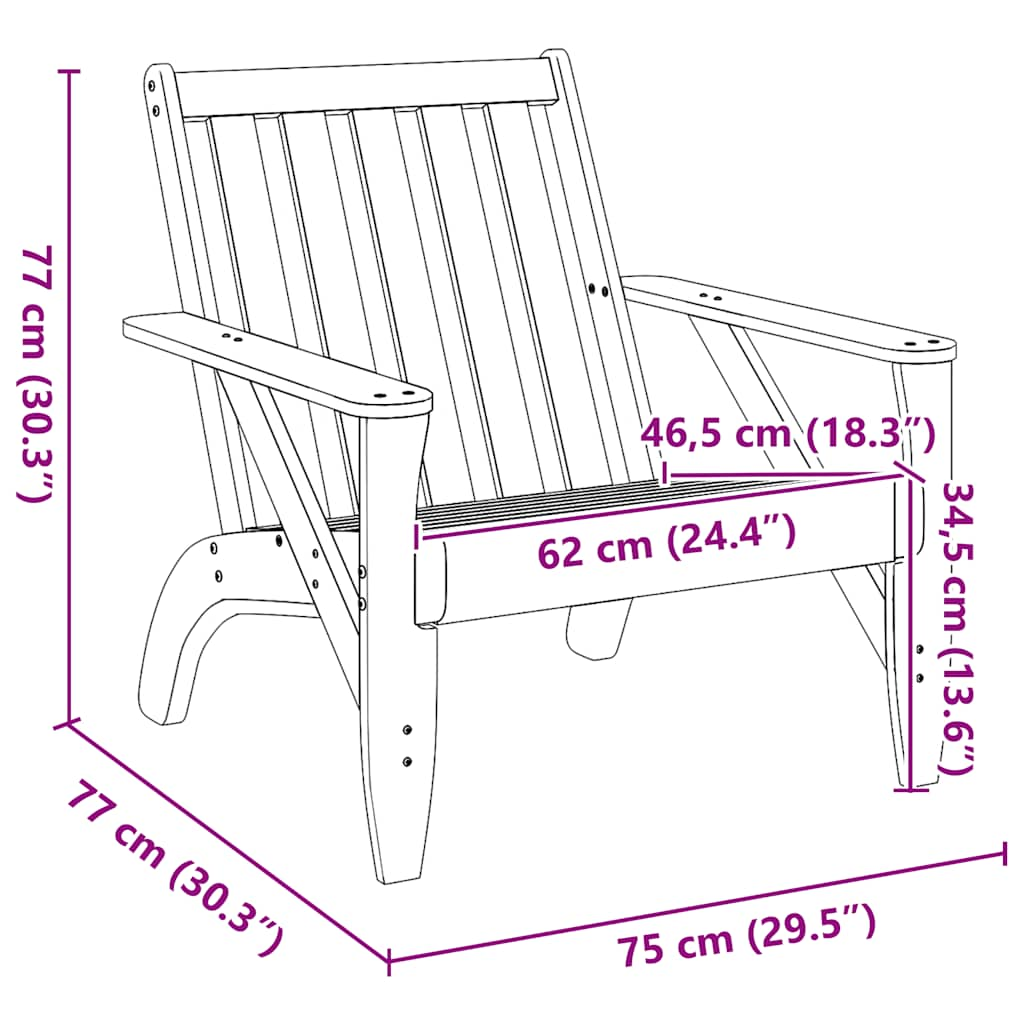 Tuinstoelen Adirondack 2 st 75x77x77 cm massief grenenhout wit