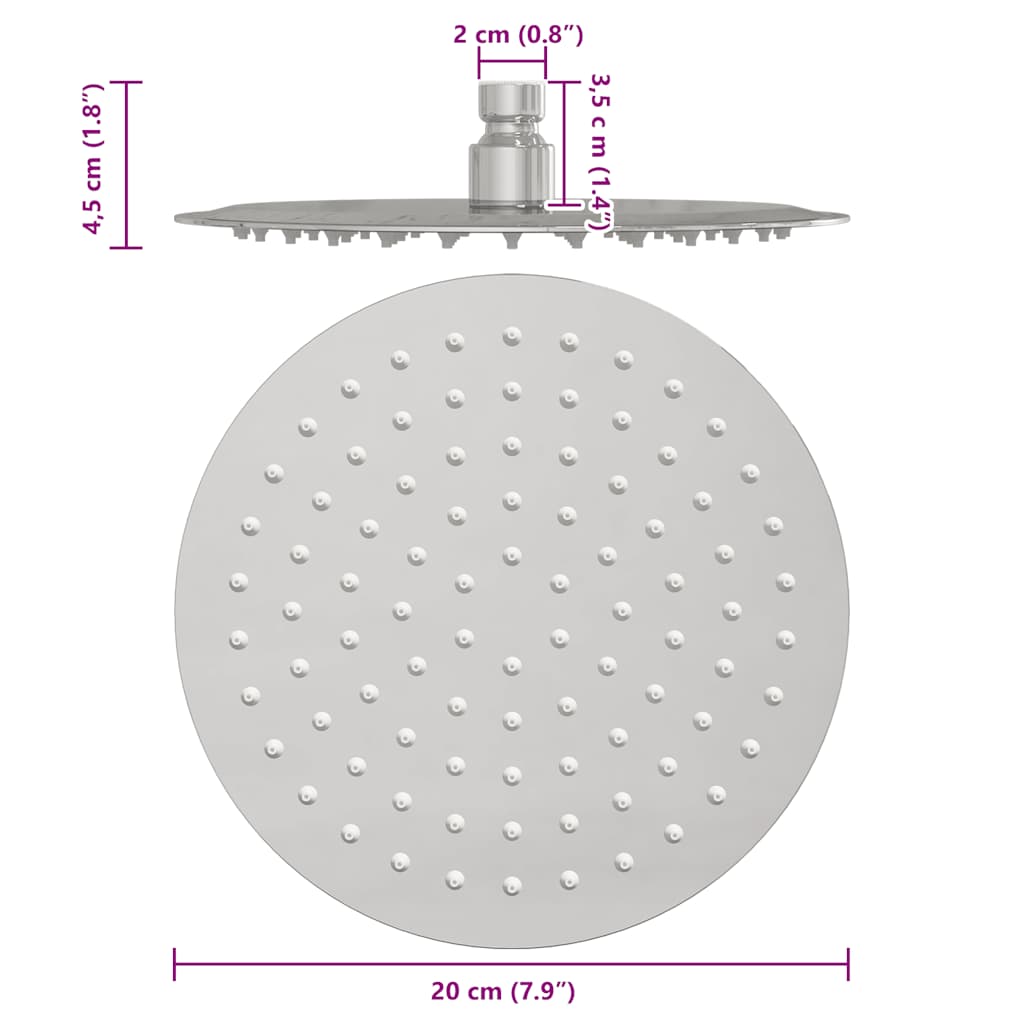 Regendouchekop rond 20 cm roestvrij staal 304