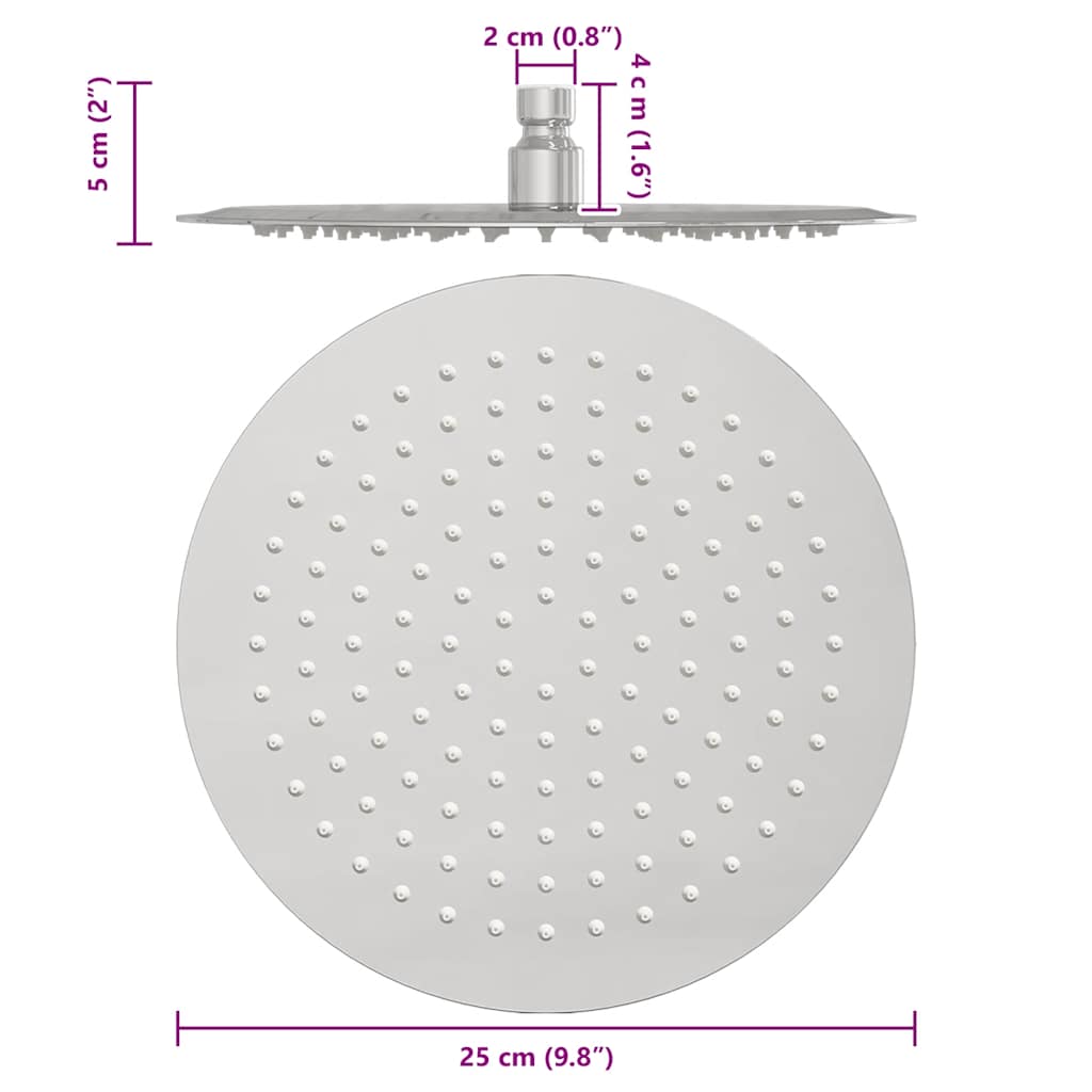 Regendouchekop roestvrij staal 304 25 cm Rond