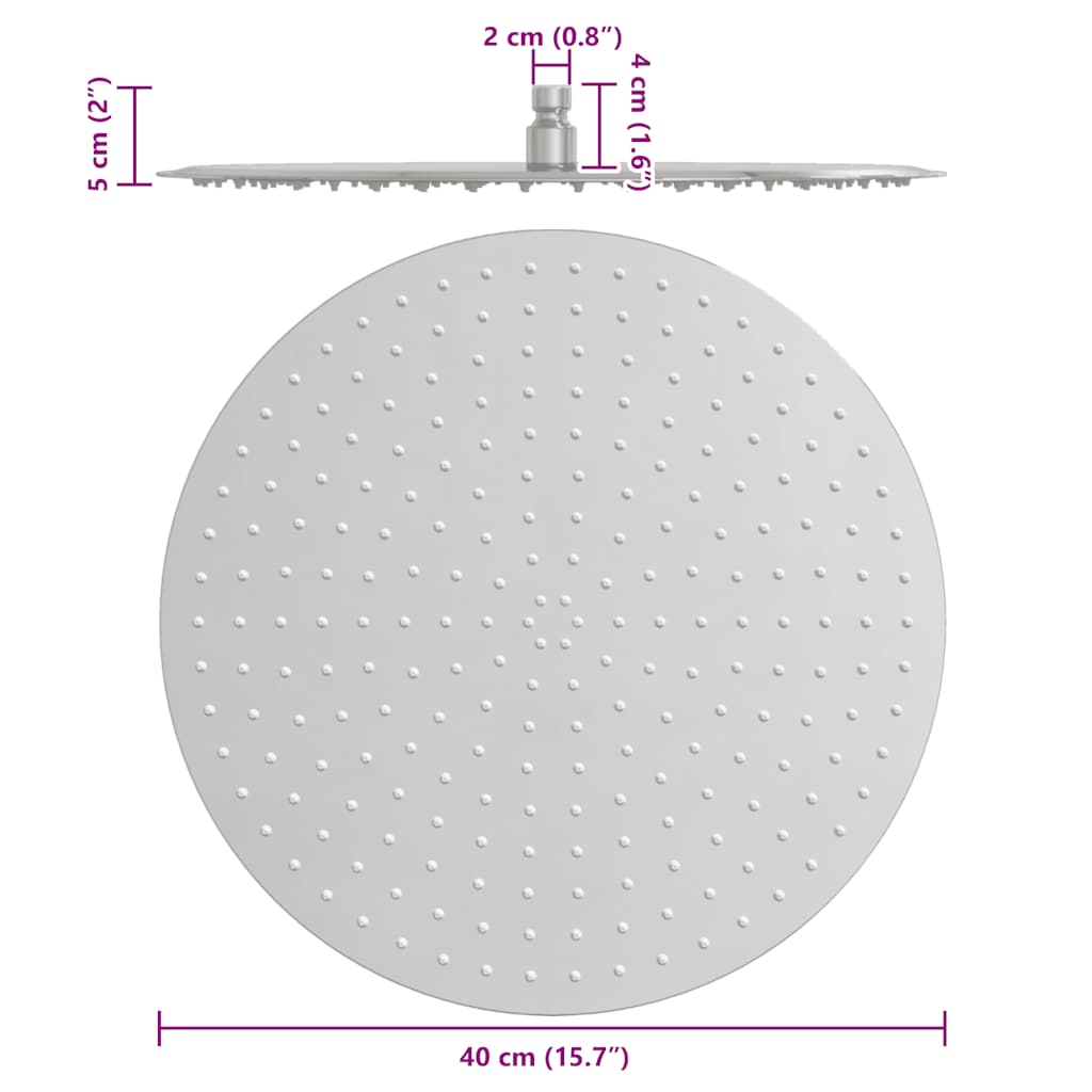 Regendouchekop roestvrij staal 304 40 cm Rond