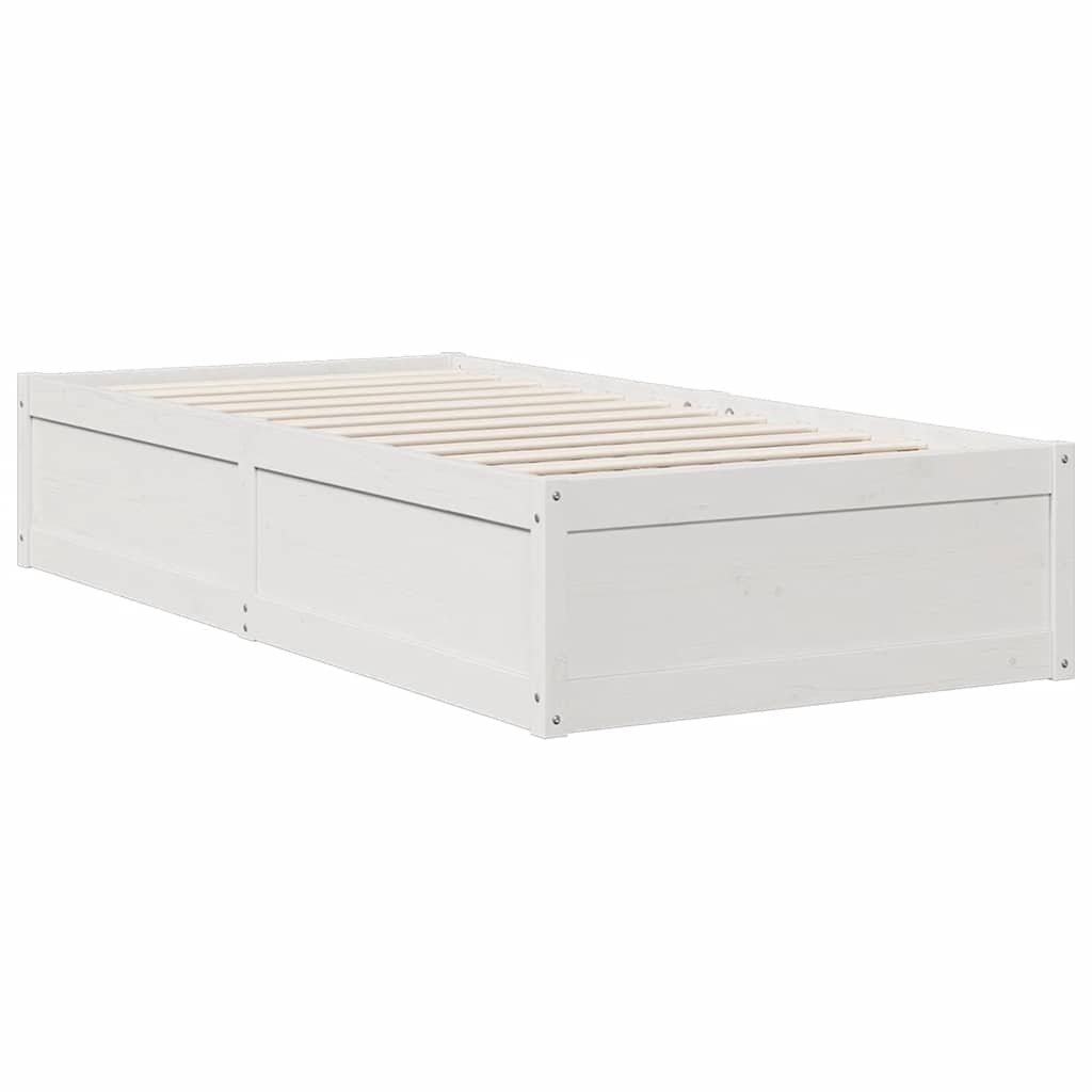 Bed met boekenkast zonder matras grenenhout wit 90x190 cm