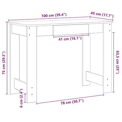 Bureau 100x45x75 cm bewerkt hout wit