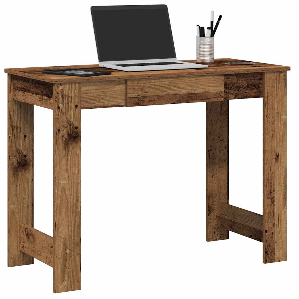 Bureau 100x45x75 cm bewerkt hout oud houtkleurig