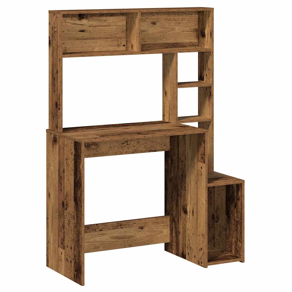 Bureau met schappen 100x45x140 cm bewerkt hout oud houtkleurig