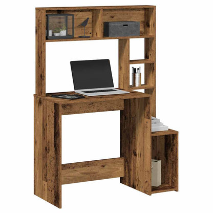 Bureau met schappen 100x45x140 cm bewerkt hout oud houtkleurig