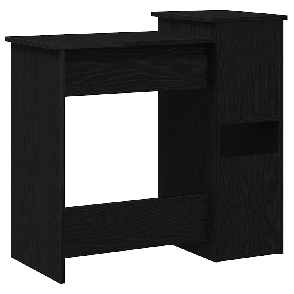 Bureau met schappen 84x40x78 cm bewerkt hout zwart