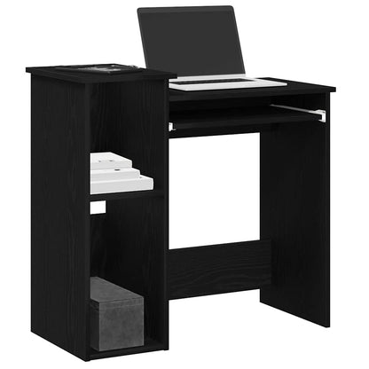 Bureau met schappen 84x40x78 cm bewerkt hout zwart