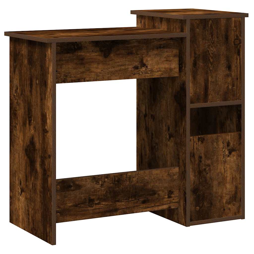 Bureau met schappen 84x40x78 cm bewerkt hout gerookt eiken