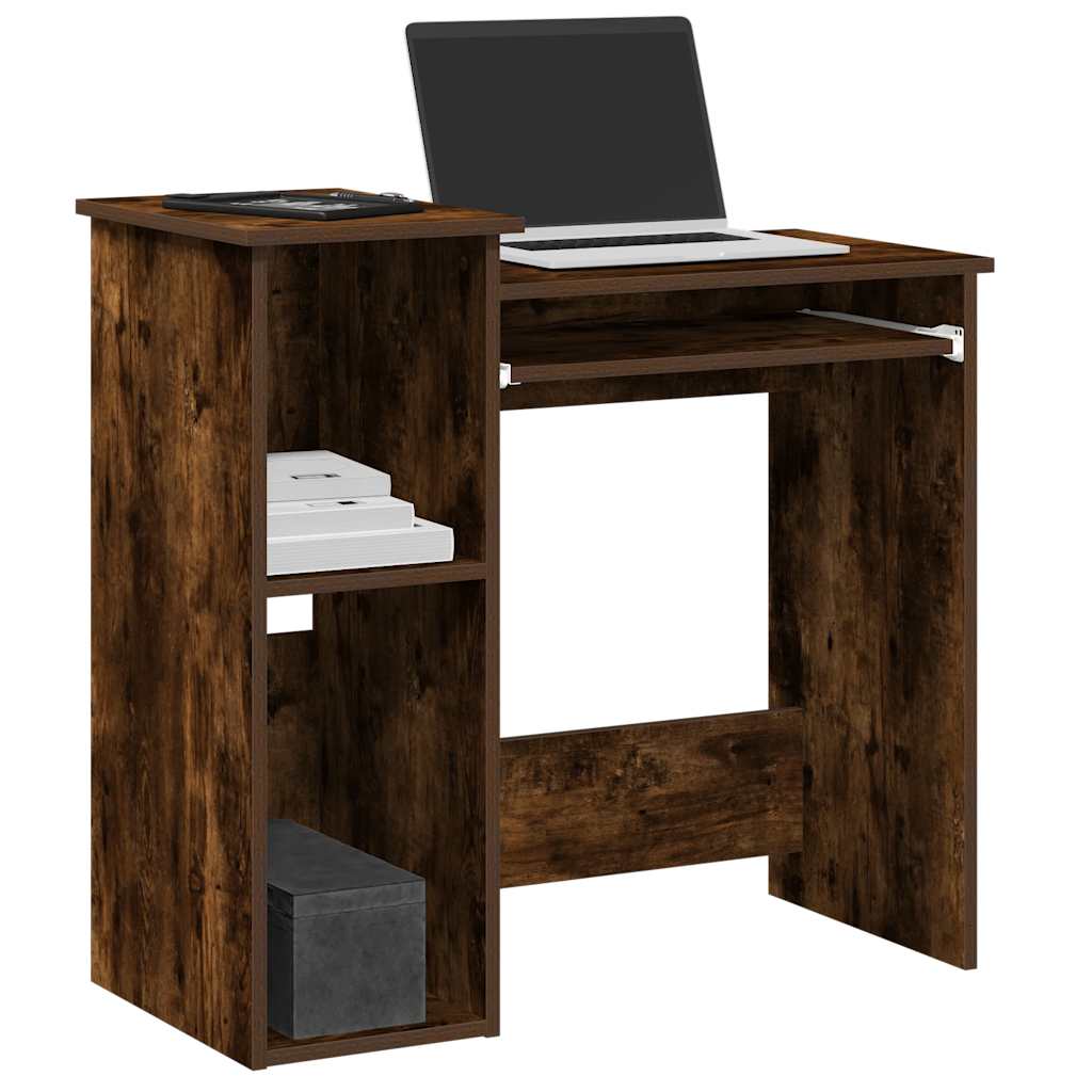 Bureau met schappen 84x40x78 cm bewerkt hout gerookt eiken