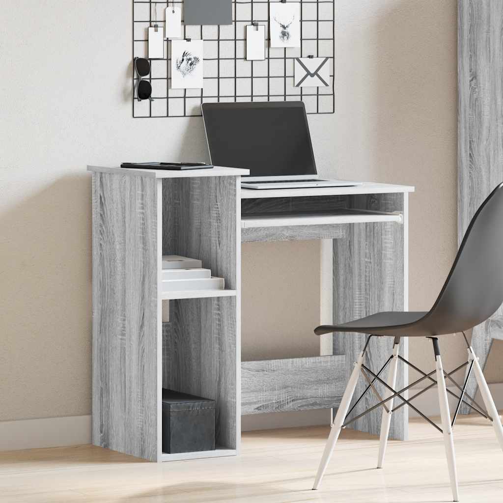 Bureau met schappen 84x40x78 cm bewerkt hout grijs sonoma