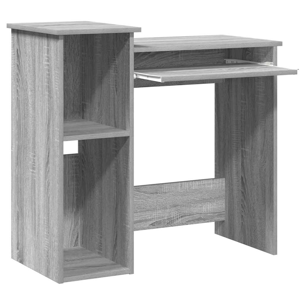 Bureau met schappen 84x40x78 cm bewerkt hout grijs sonoma