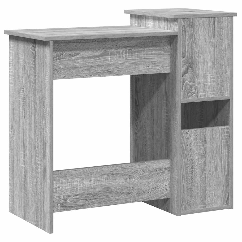 Bureau met schappen 84x40x78 cm bewerkt hout grijs sonoma