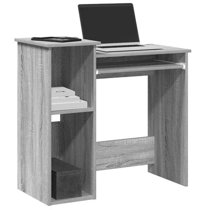 Bureau met schappen 84x40x78 cm bewerkt hout grijs sonoma