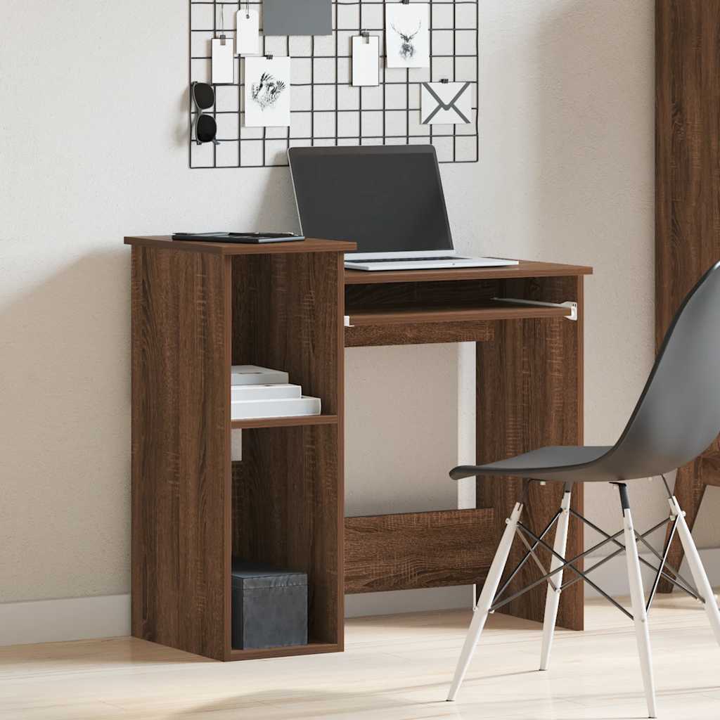 Bureau met schappen 84x40x78 cm bewerkt hout bruineikenkleur