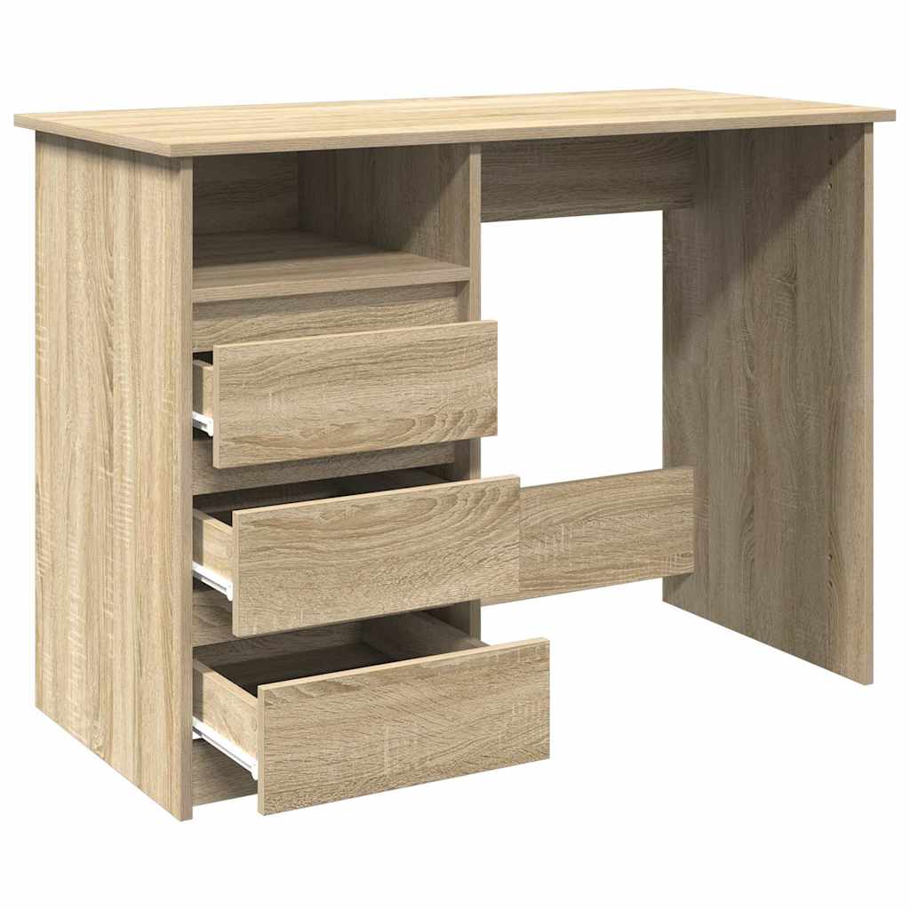 Bureau 102x50x75 cm bewerkt hout sonoma eikenkleurig