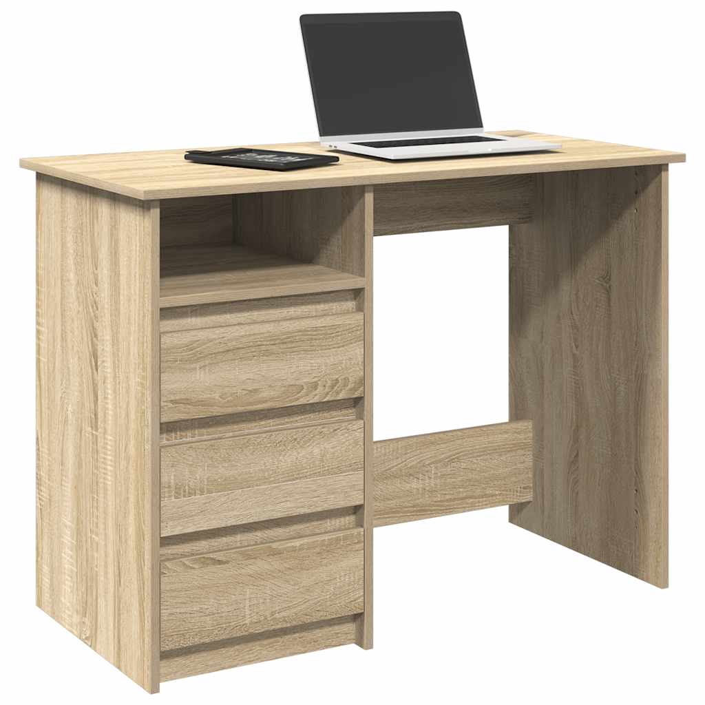 Bureau 102x50x75 cm bewerkt hout sonoma eikenkleurig