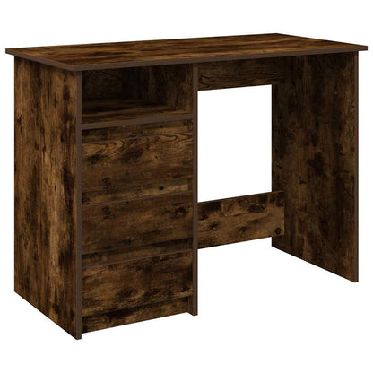 Bureau 102x50x75 cm bewerkt hout gerookt eikenkleurig