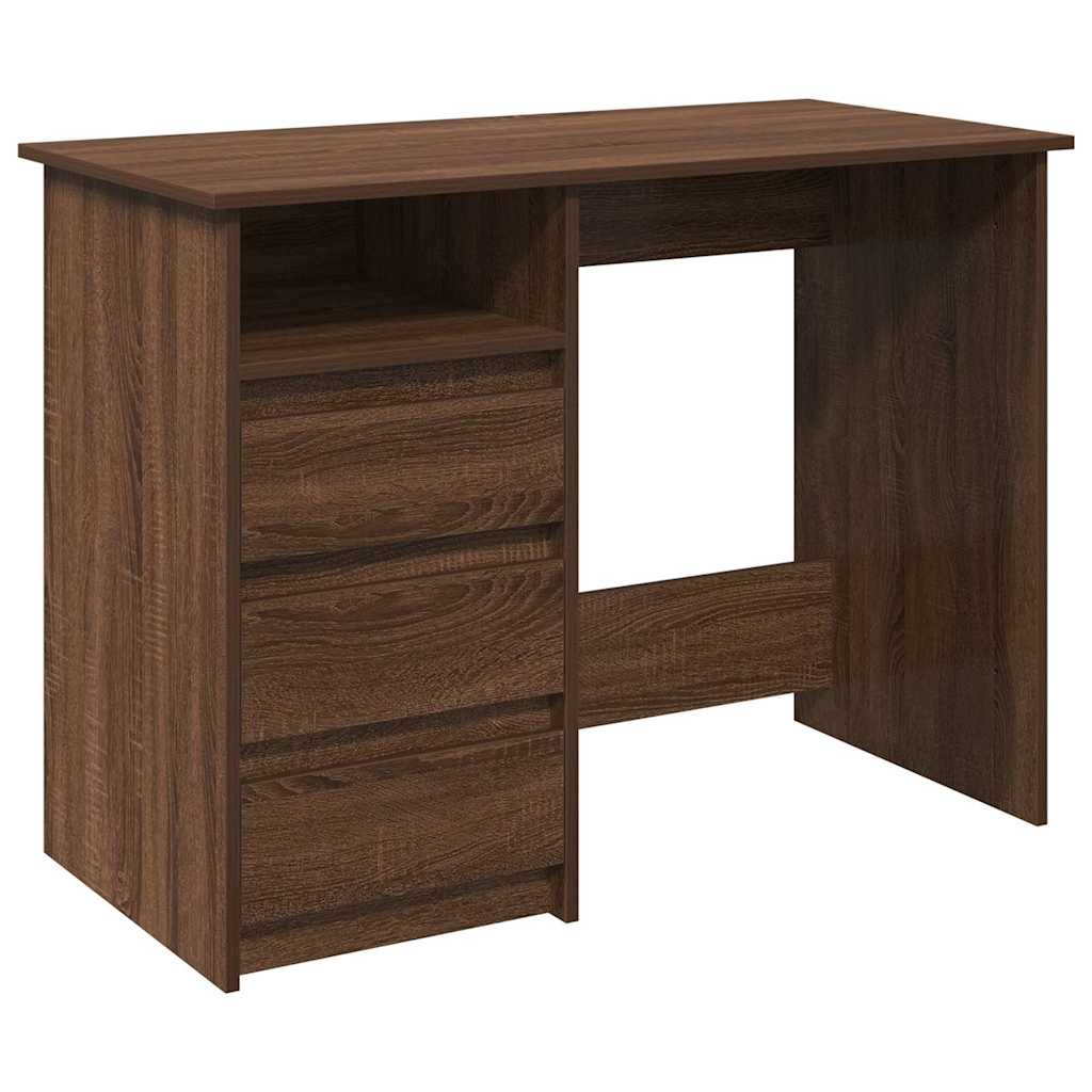 Bureau 102x50x75 cm bewerkt hout bruin eikenkleurig