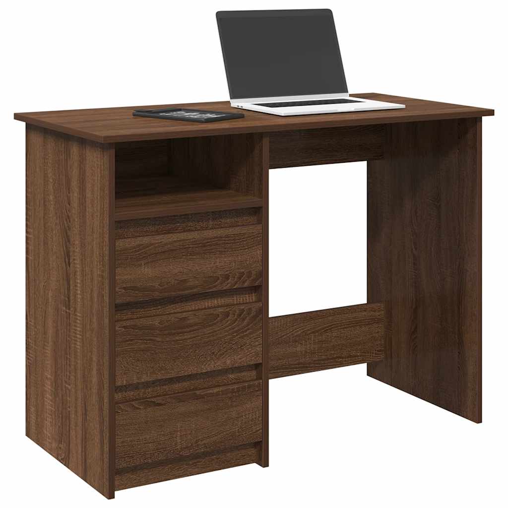 Bureau 102x50x75 cm bewerkt hout bruin eikenkleurig