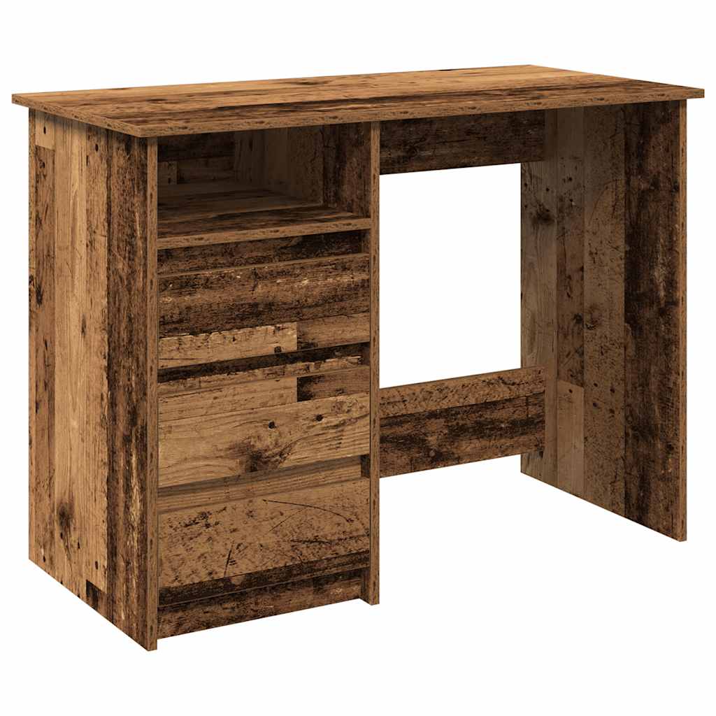 Bureau 102x50x75 cm bewerkt hout oud houtkleurig