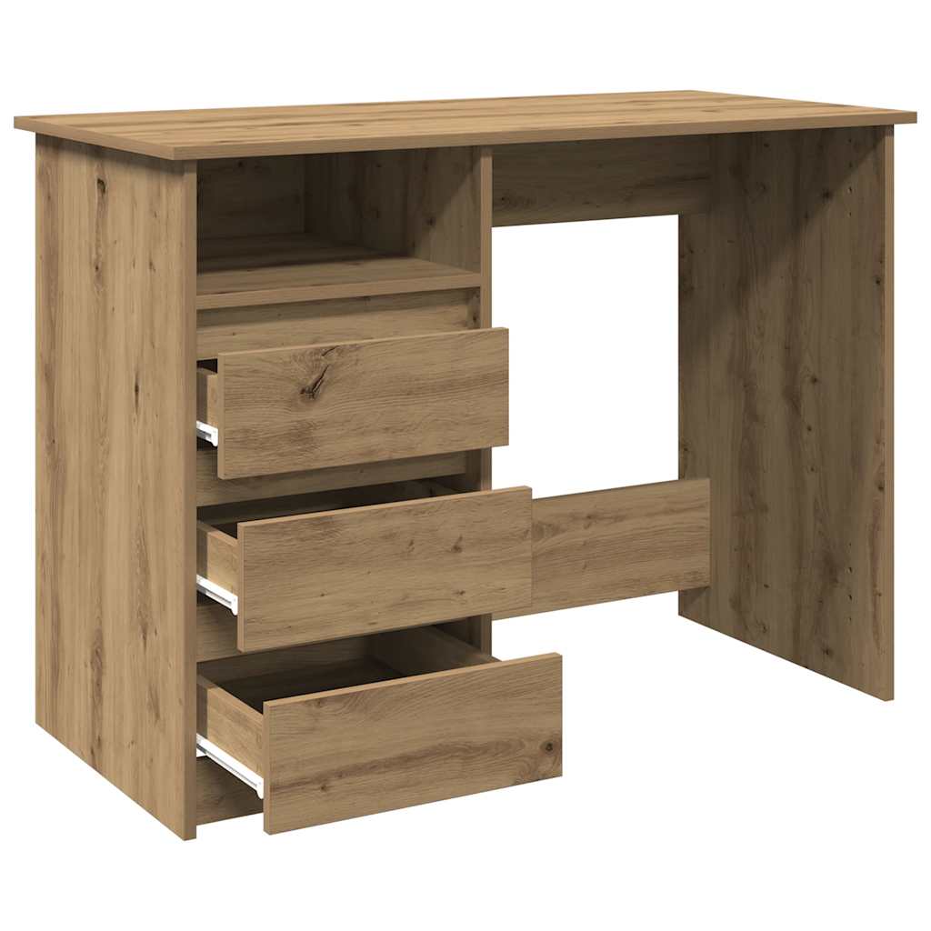 Bureau 102x50x75 cm bewerkt hout artisanaal eikenkleurig