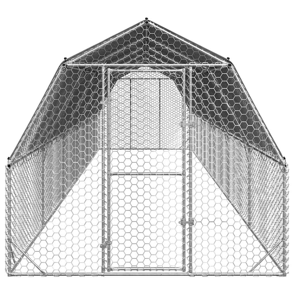 Kippenren met dak 2,5x12x2,25 m gegalvaniseerd staal