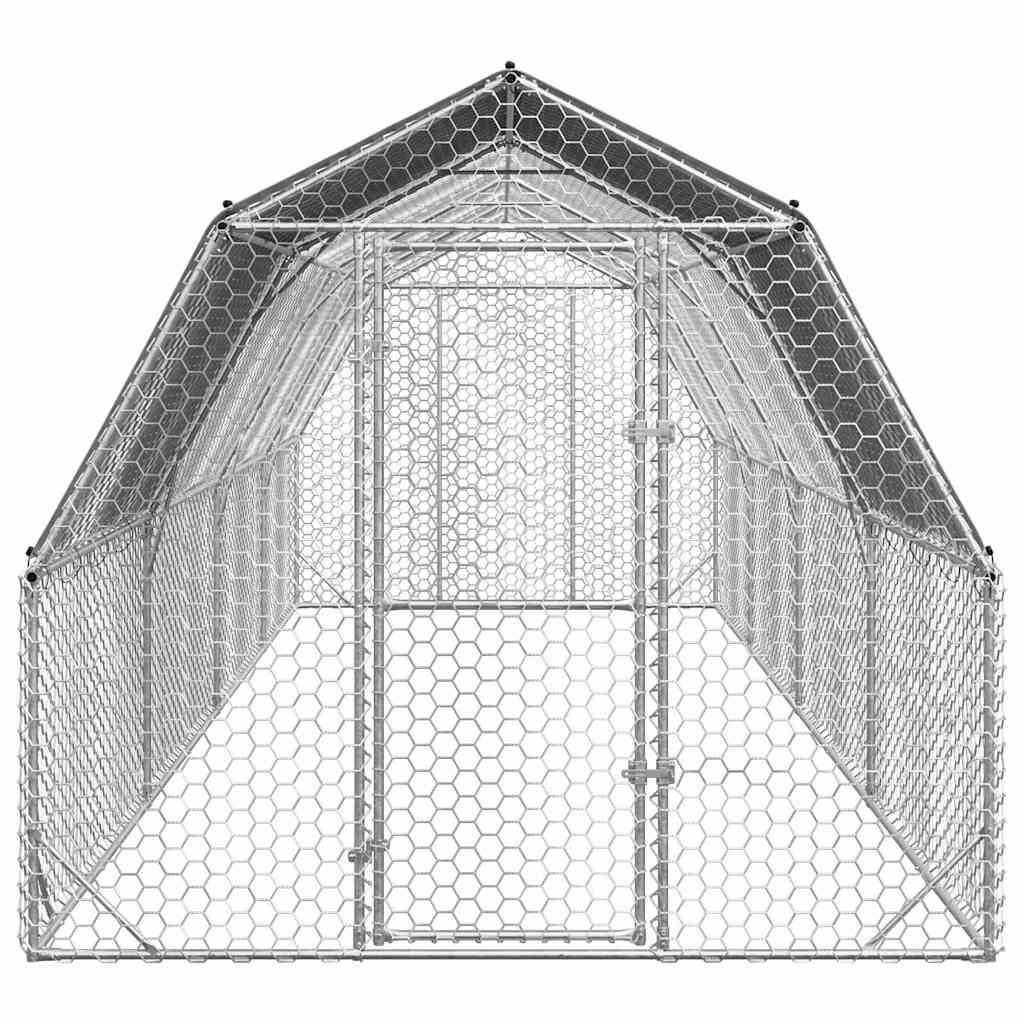 Kippenren met dak 2,5x8x2,25 m gegalvaniseerd staal