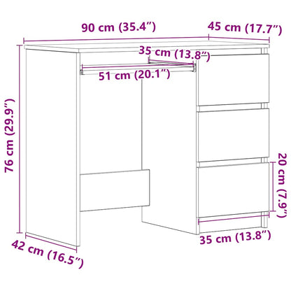 Bureau 90x45x76 cm bewerkt hout artisanaal eikenkleur