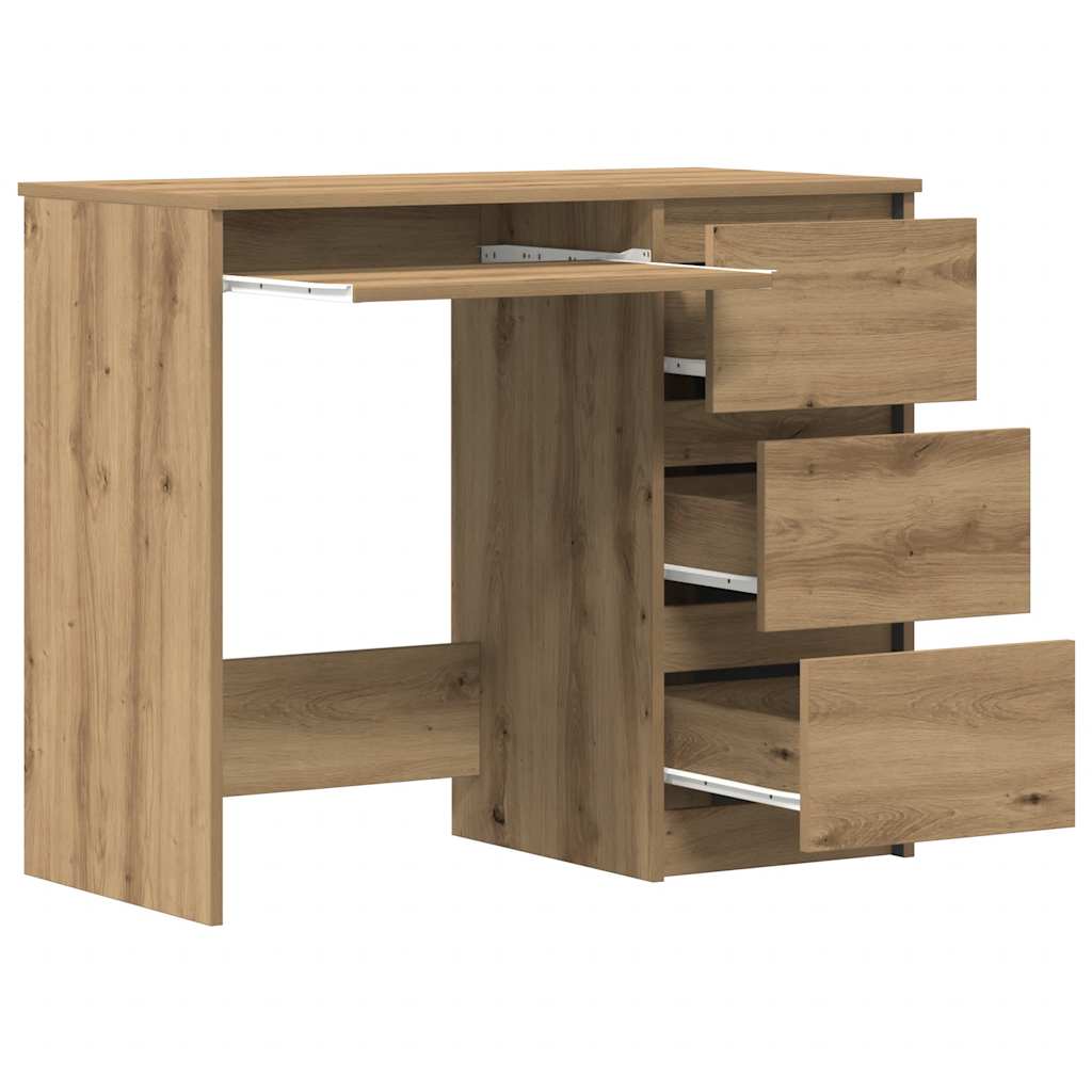 Bureau 90x45x76 cm bewerkt hout artisanaal eikenkleur